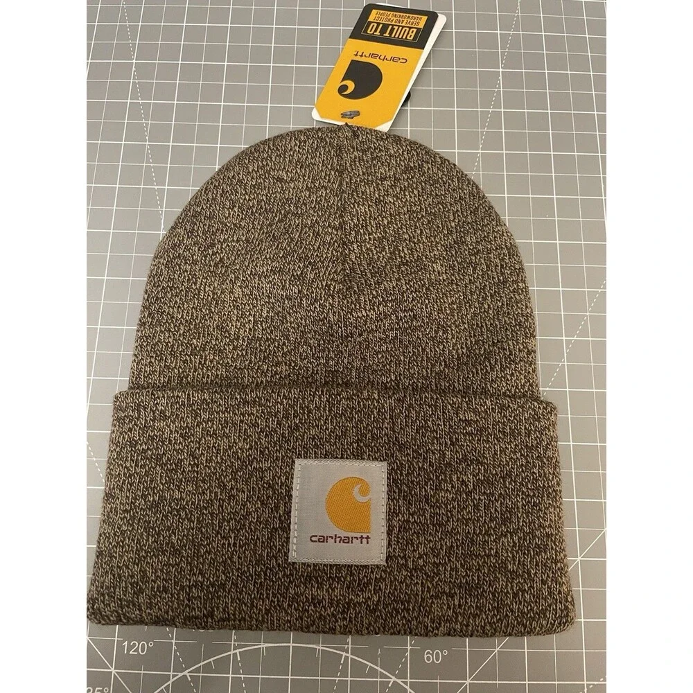 Carhartt Adult One Size Knit Cuffed Beanie Winter Hat Brown Heather New